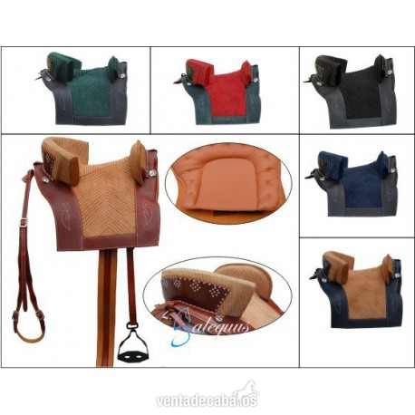 SILLA PORTUGUESA PONY GALEQUUS EQUIPADA.- NEGRO-BURDEOS in 