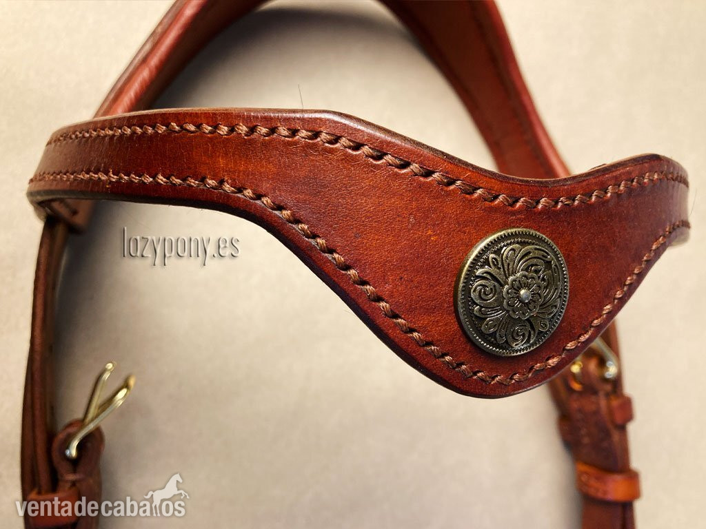 Frontalera Barroca Lazypony de cuero Lazypony, Leather baroque browband  in 