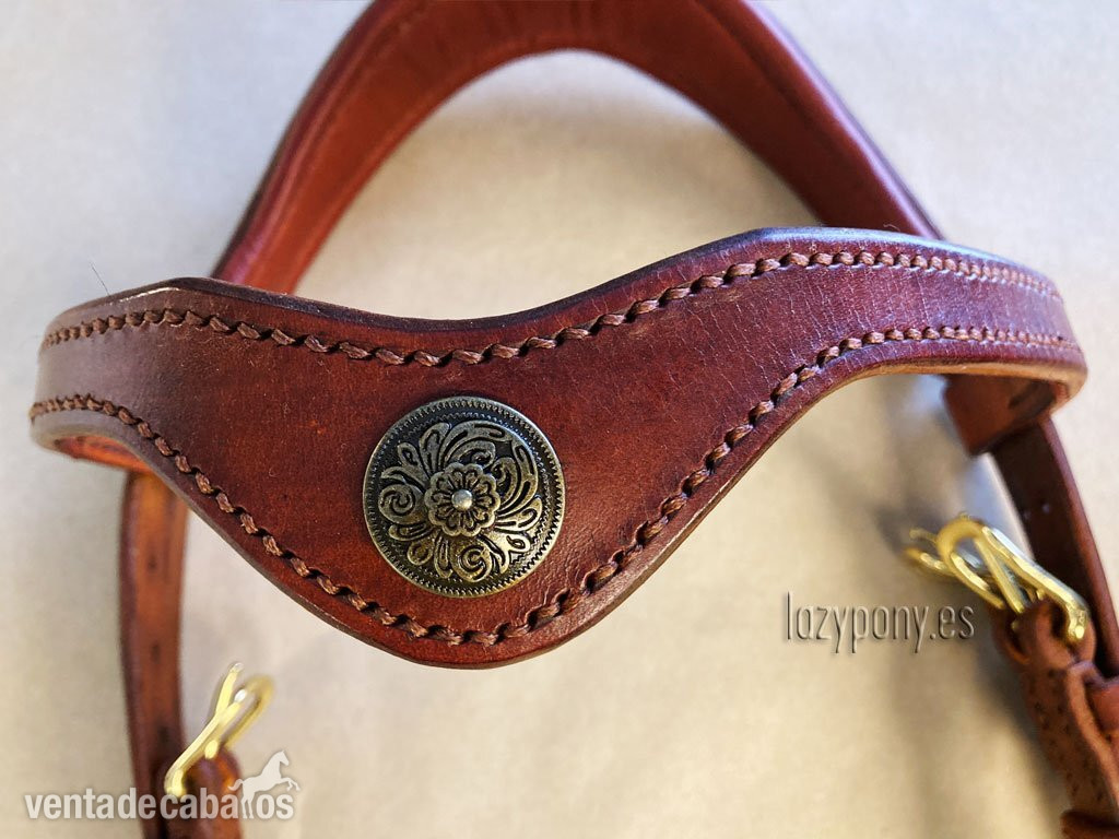 Frontalera Barroca Lazypony de cuero Lazypony, Leather baroque browband  - Artículos de hípica in 