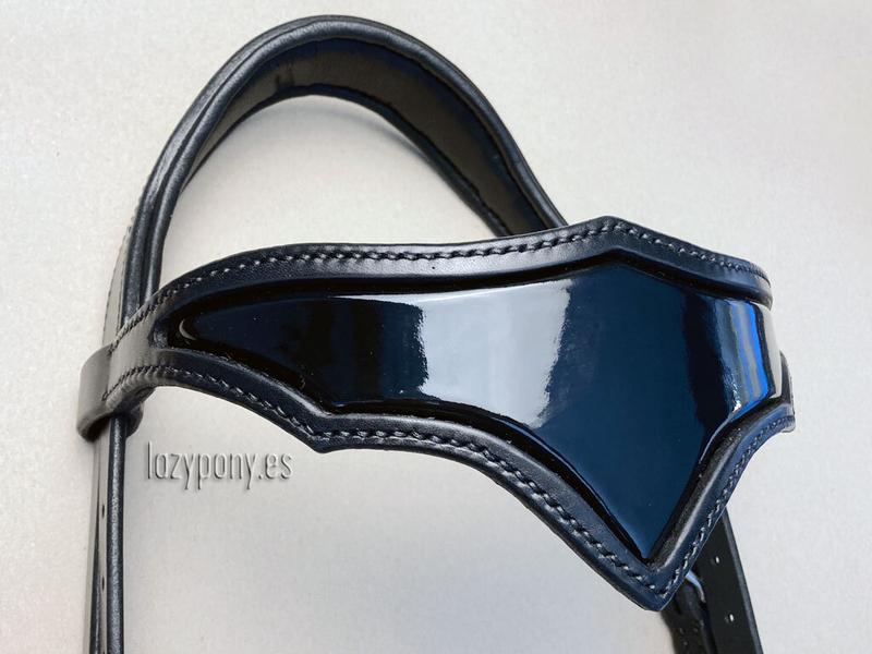 Patent leather bridle Black Knight Lazypony, cabezada de cuero, cabezada barroca