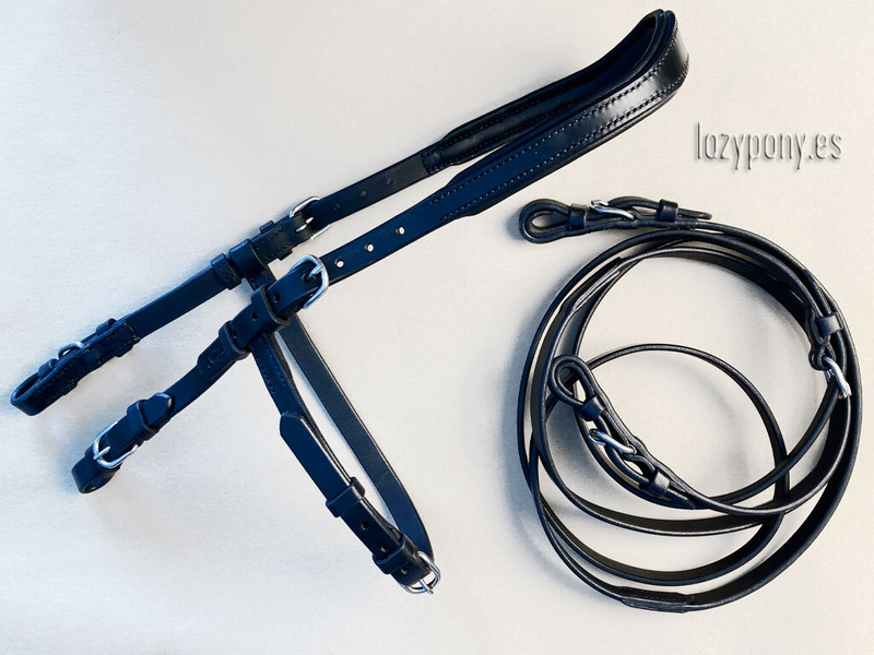 Anatomical french bridle Lazypony with reins, cabezada anatomica, cabezada cuero 