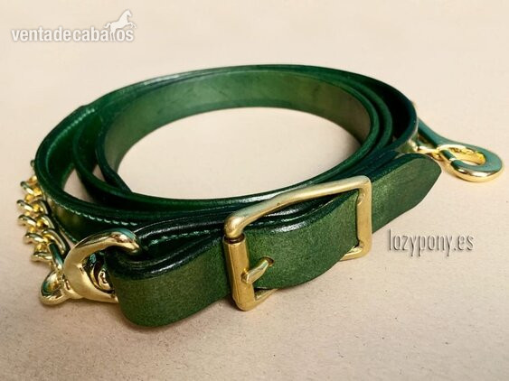 Ramal Lazypony clásico de cuero con cadena. leather lead rope with chain Lazypony in 
