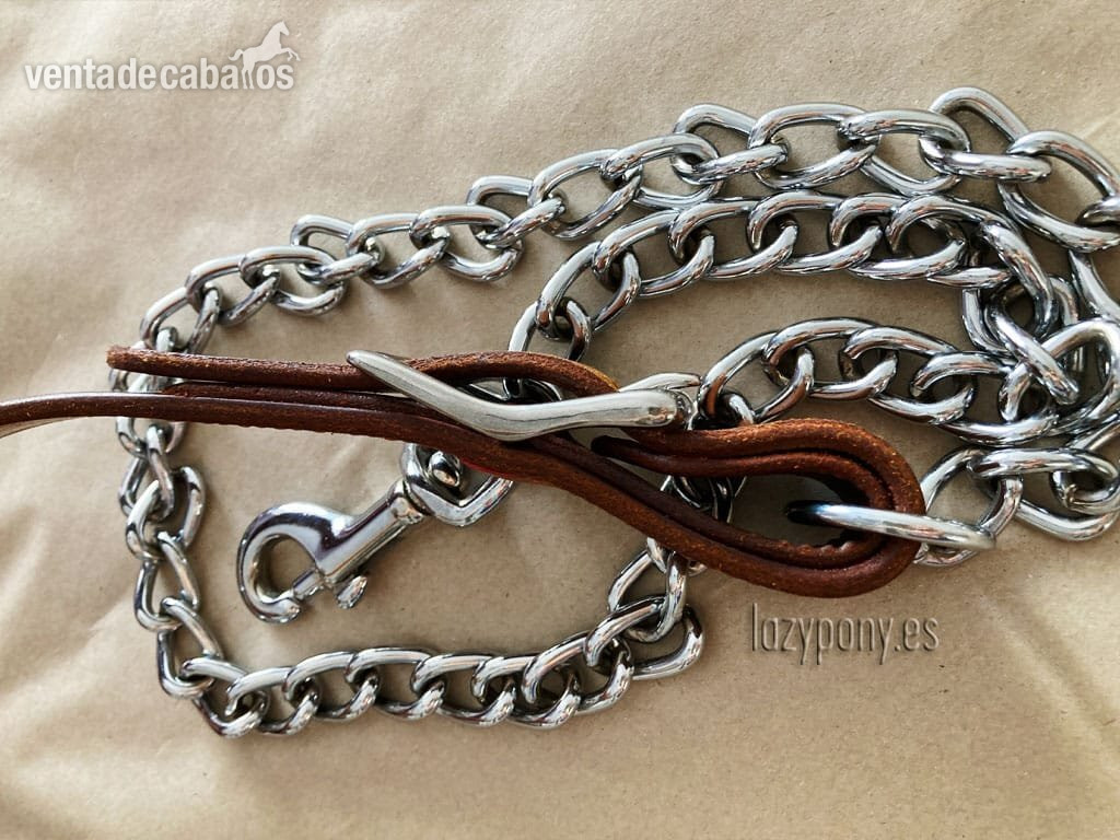  Ramal Lazypony clásico de cuero con cadena. leather lead rope with chain Lazypony