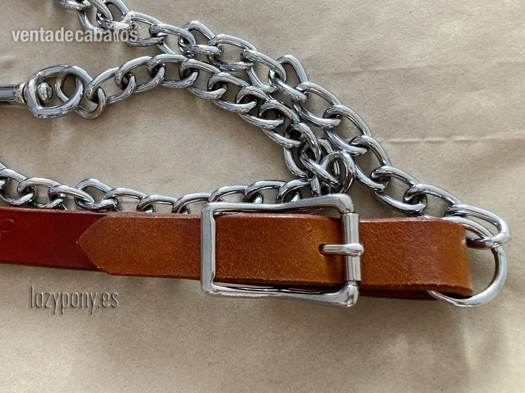 Ramal Lazypony clásico de cuero con cadena. leather lead rope with chain Lazypony 