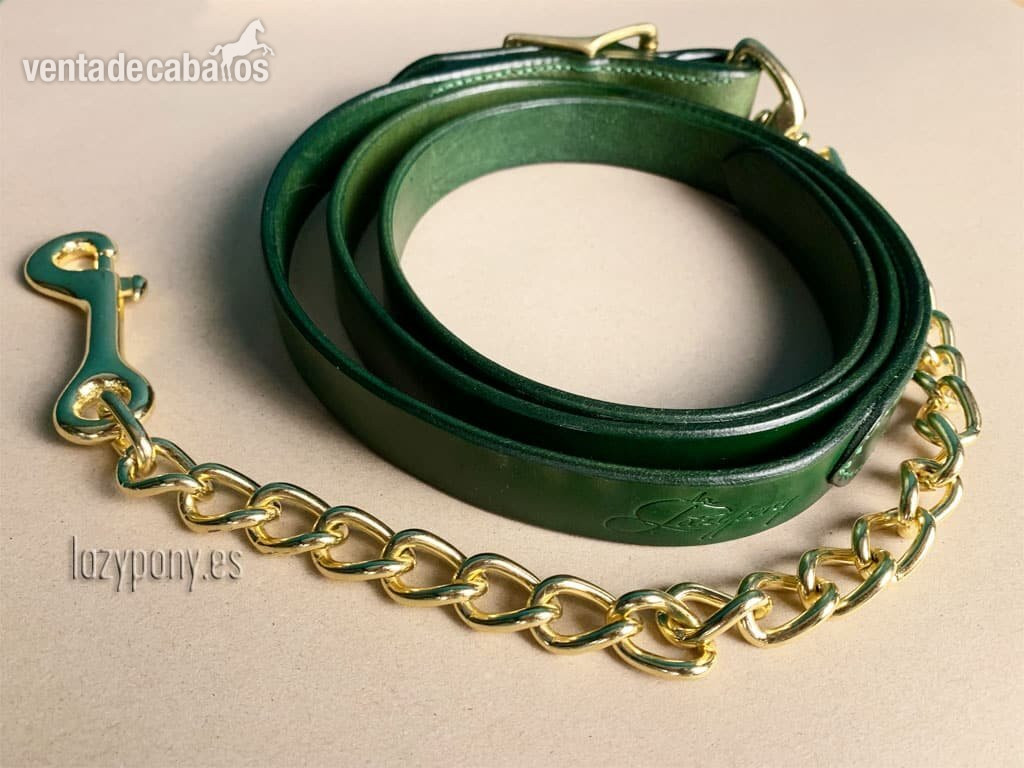 Artículos de hípica - Ramal Lazypony clásico de cuero con cadena. leather lead rope with chain Lazypony in 