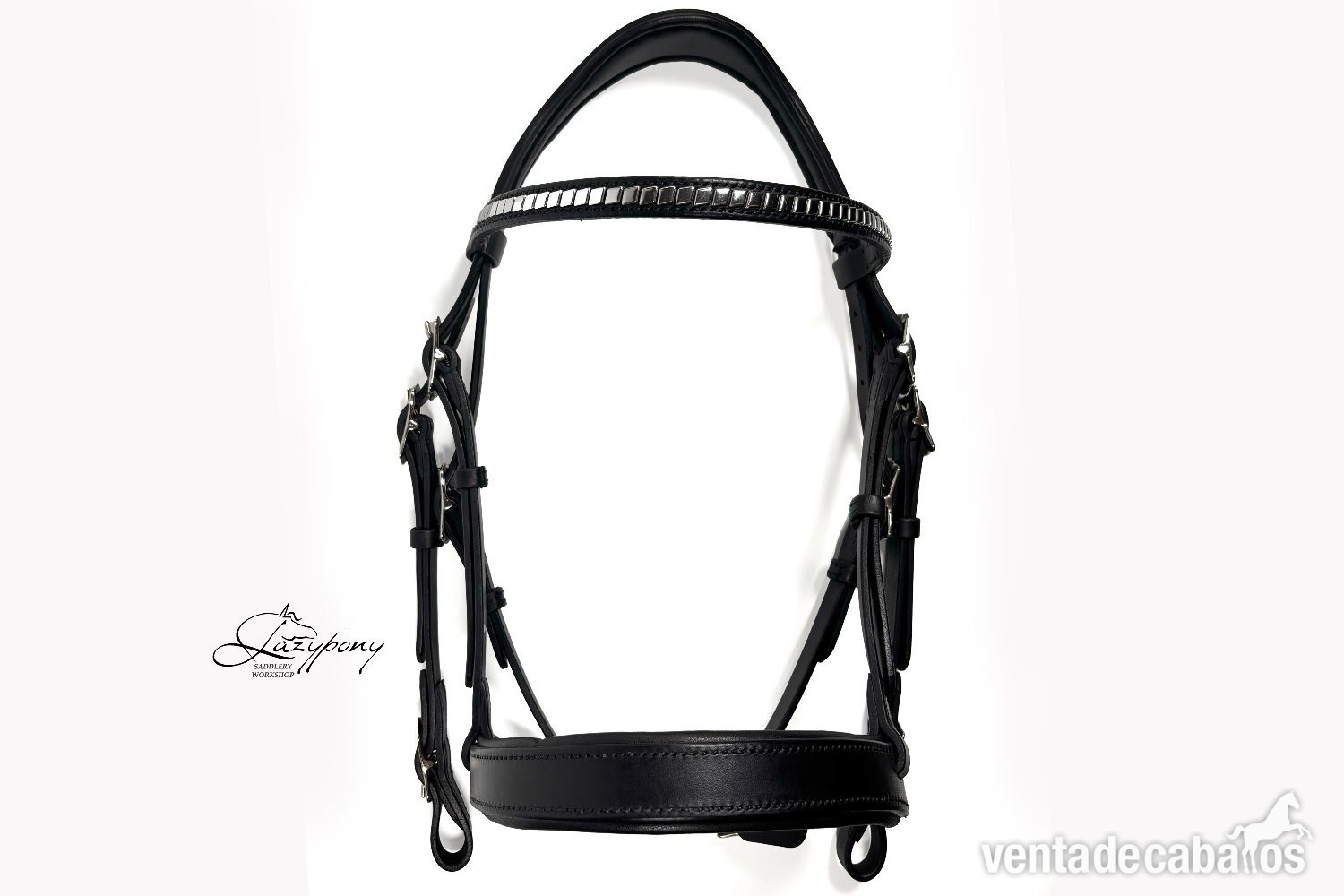 Cabezada Clásica de cuero Lazypony/Classic leather horse bridle Lazypony